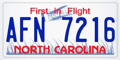 NC license plate AFN7216