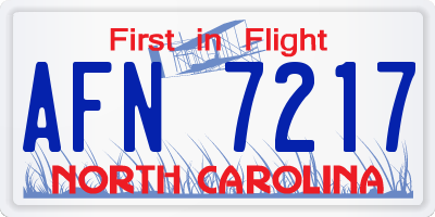 NC license plate AFN7217