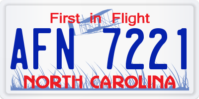 NC license plate AFN7221