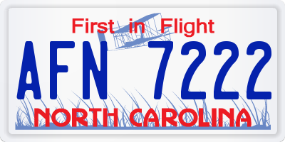 NC license plate AFN7222