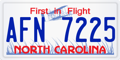 NC license plate AFN7225