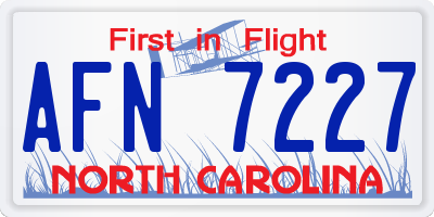 NC license plate AFN7227