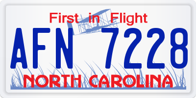 NC license plate AFN7228
