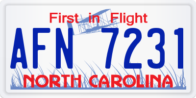 NC license plate AFN7231