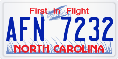NC license plate AFN7232