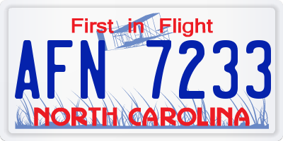 NC license plate AFN7233