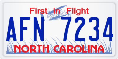 NC license plate AFN7234