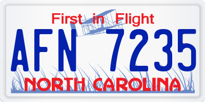 NC license plate AFN7235