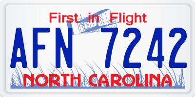 NC license plate AFN7242