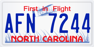 NC license plate AFN7244