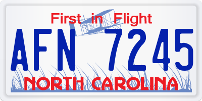 NC license plate AFN7245