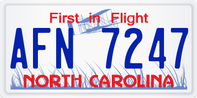 NC license plate AFN7247