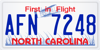 NC license plate AFN7248