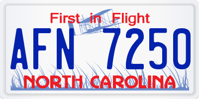 NC license plate AFN7250