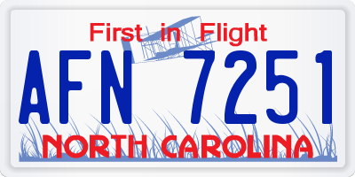 NC license plate AFN7251
