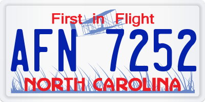 NC license plate AFN7252