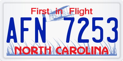 NC license plate AFN7253