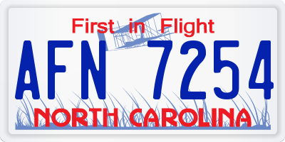NC license plate AFN7254