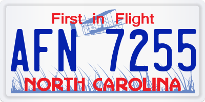NC license plate AFN7255