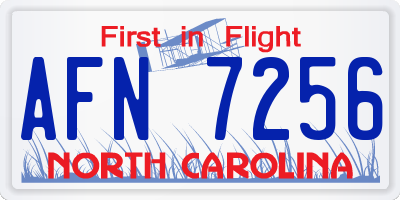 NC license plate AFN7256