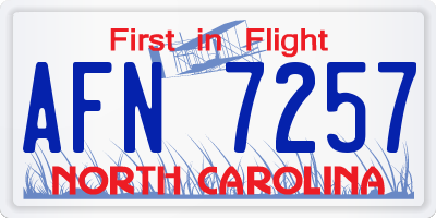 NC license plate AFN7257