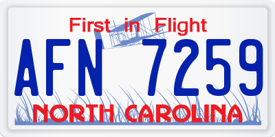 NC license plate AFN7259