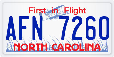 NC license plate AFN7260