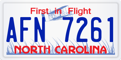 NC license plate AFN7261