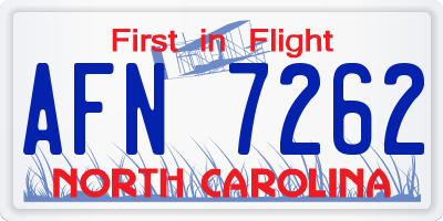 NC license plate AFN7262