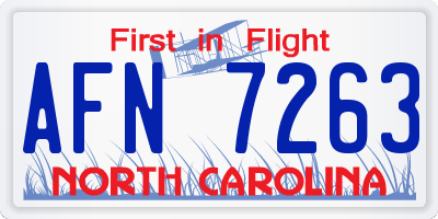 NC license plate AFN7263