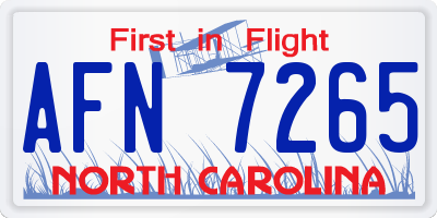 NC license plate AFN7265