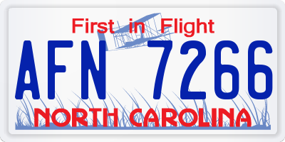 NC license plate AFN7266