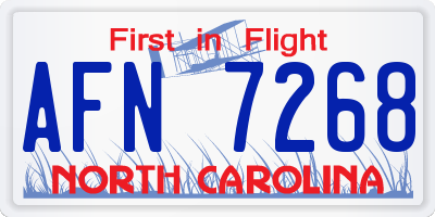 NC license plate AFN7268