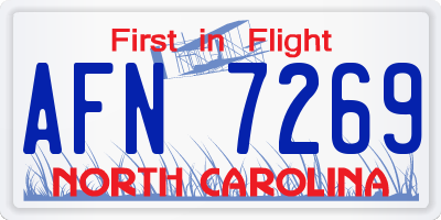 NC license plate AFN7269