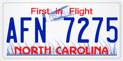 NC license plate AFN7275