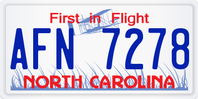 NC license plate AFN7278