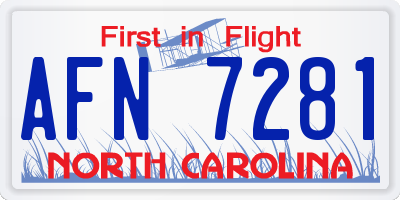 NC license plate AFN7281