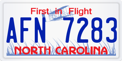 NC license plate AFN7283
