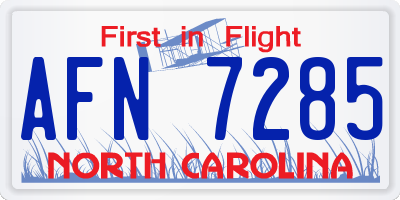 NC license plate AFN7285