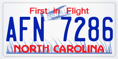 NC license plate AFN7286