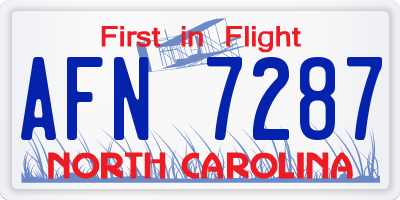 NC license plate AFN7287