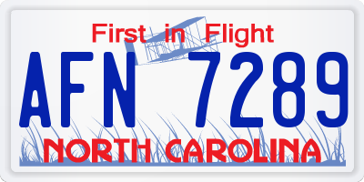 NC license plate AFN7289