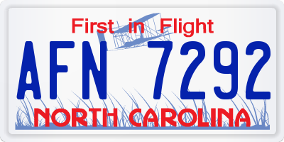 NC license plate AFN7292