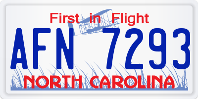 NC license plate AFN7293