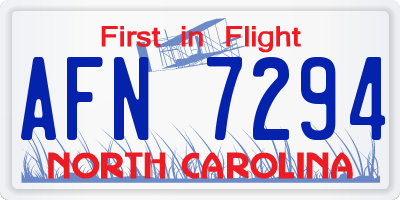NC license plate AFN7294