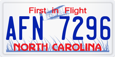 NC license plate AFN7296