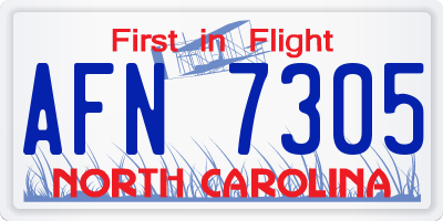 NC license plate AFN7305