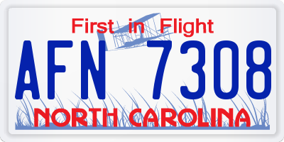 NC license plate AFN7308