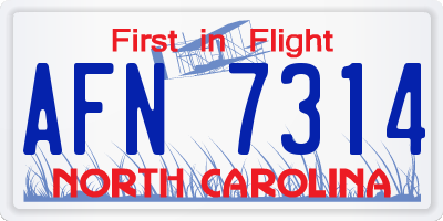 NC license plate AFN7314