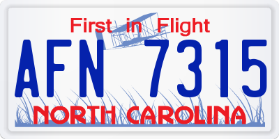 NC license plate AFN7315